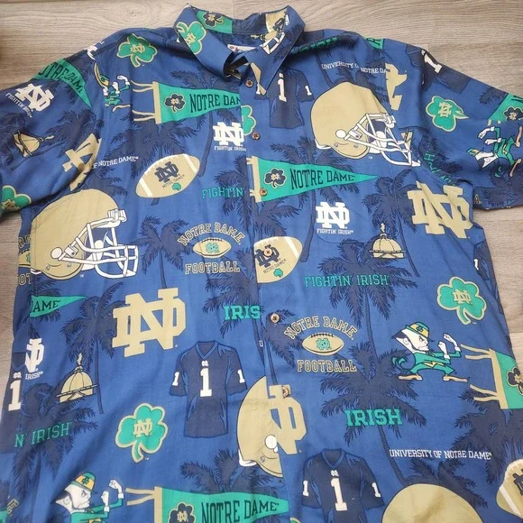 Reyn Spooner Sports Blue Shirt Size XXL University of Norte Dame Football Irish - Picture 1 of 16